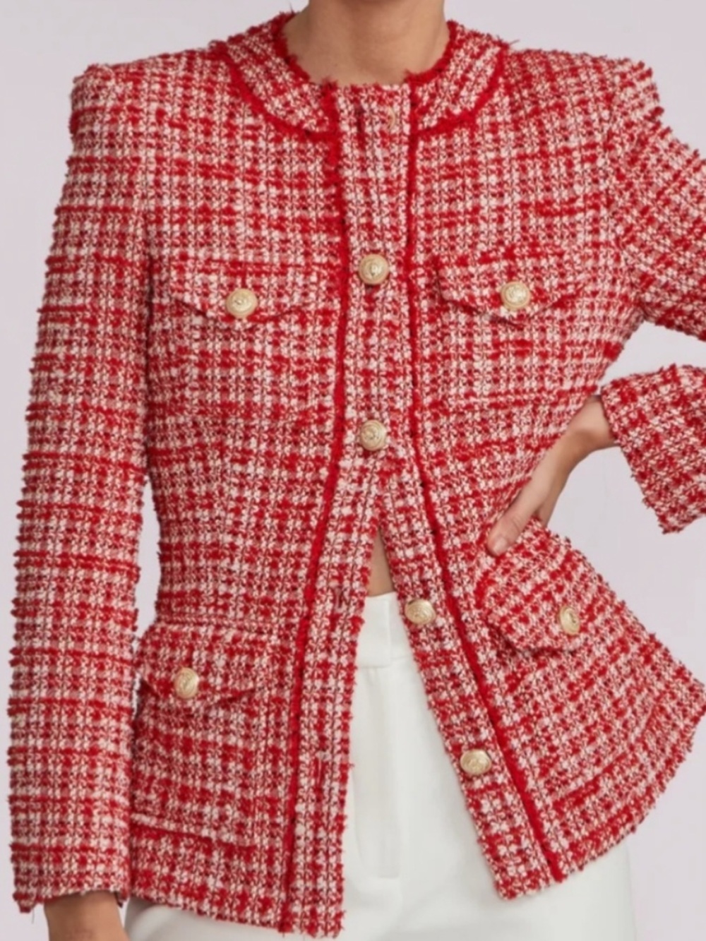 NWT Generation Lover Jacket Larsa Tweed Blazer in Red White